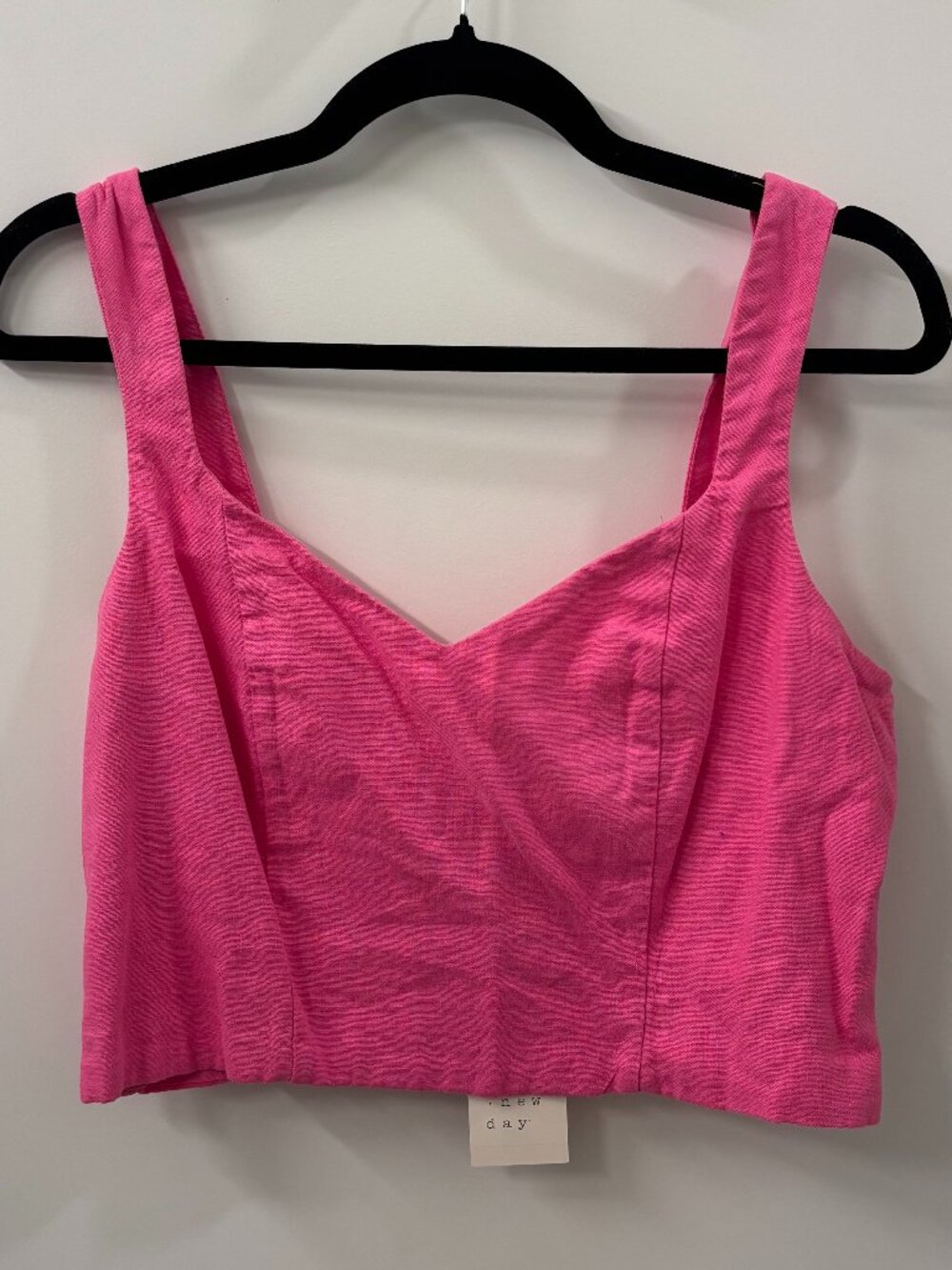 A New Day Linen Blend Hot Pink Crop Top NWT Size Medium